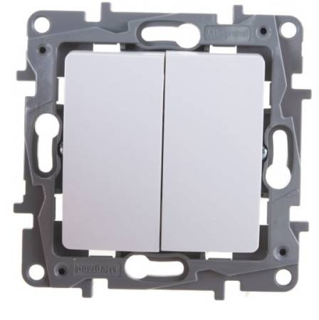 Выключатель Legrand Etika 672202 двухклавишный скрытая установка белый. Артикул 161971