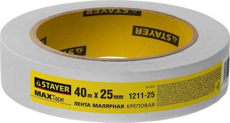 Малярный скотч креповый 25мм х 40м STAYER 1211-25. Артикул 1211-25