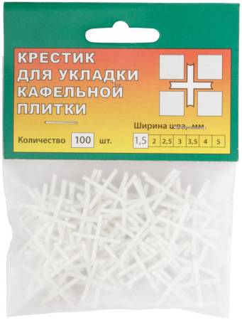 Крестики пластиковые для укладки плитки, 1,5мм (100шт) 16715. Артикул 16715