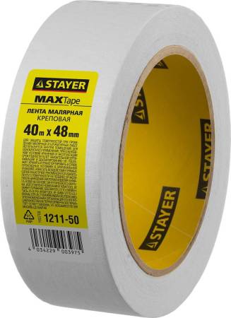 Скотч малярный креповый 48мм х 40м STAYER 1211-50. Артикул 1211-50