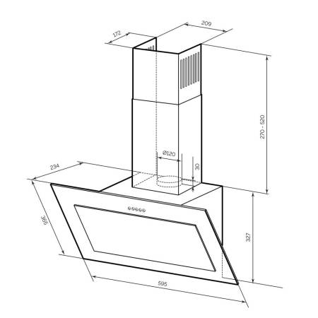 Вытяжка кухонная наклонная LEX Mio G 600 Grey CHTI000424. Артикул CHTI000424