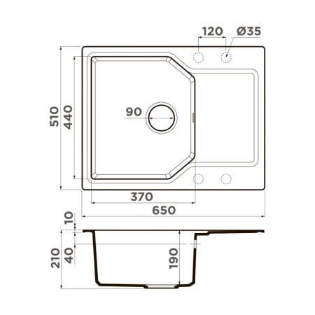 Кухонная мойка Omoikiri Yonaka 65-BL Artgranit/черный 4993348. Артикул 4993348