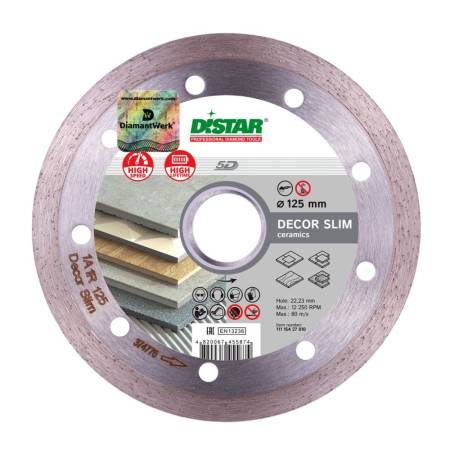 Круг алмазный отрезной 1A1R 125x1,2x8x22,23 Decor Slim DiStar 11115427010. Артикул 11115427010