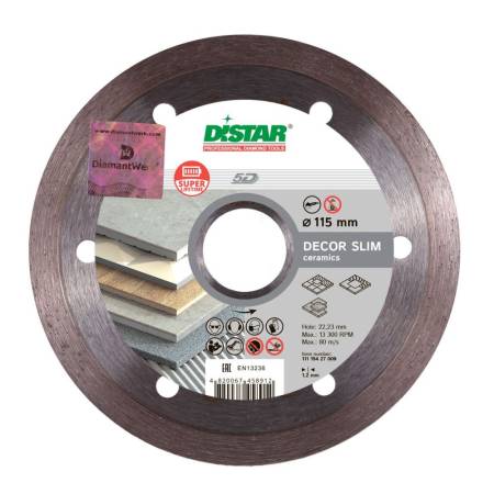 Круг алмазный отрезной 1A1R 115x1,2x8x22,23 Decor Slim DiStar 11115427009. Артикул 11115427009