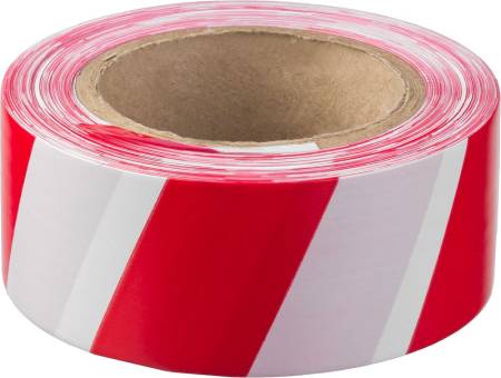 Лента сигнальная 50 мм x 200 м, бело-красная. Артикул тов-060899