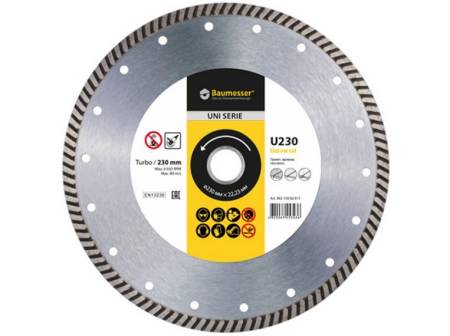 Круг алмазный отрезной 1A1R Turbo 115x1,8x8x22,23 Baumesser Universal 90215129009. Артикул 90215129009