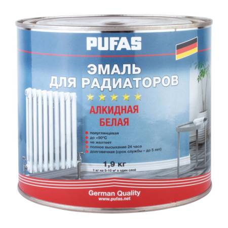 Эмаль для радиаторов Pufas белая (1,9 кг). Артикул тов-212155