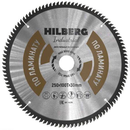 Диск пильный Hilberg Industrial Ламинат 250*30*100Т HL250. Артикул HL250
