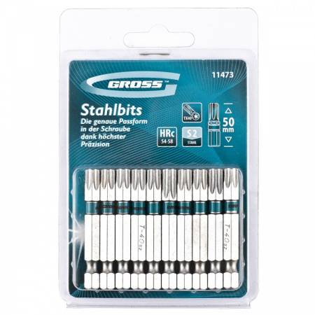 Набор бит Torx40 х 50, сталь S2, 10 шт. Gross 11473. Артикул 11473
