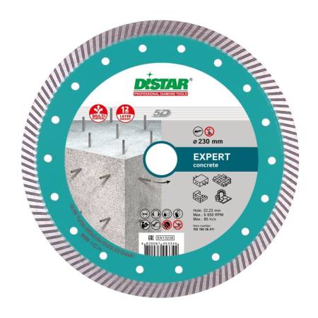 Круг алмазный отрезной 1A1R Turbo 230x2,6x12x22,23 Expert DiStar 10215026011. Артикул 10215026011
