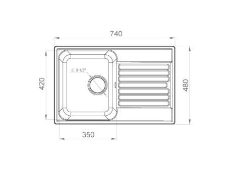 Мойка кухонная кварцевая LEX Geneva 740 Sand RULE000023. Артикул RULE000023