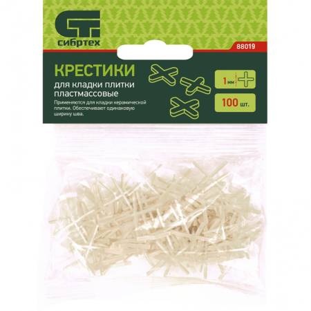 Крестики 1 мм, для кладки плитки, 100 шт Сибртех 88019. Артикул 88019