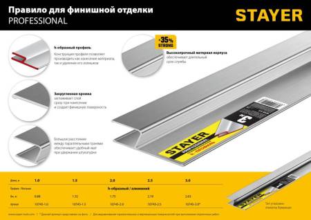 Правило штукатурное 3 м STAYER Professional 10745-3.0. Артикул 10745-3.0