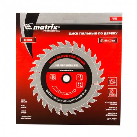 Пильный диск по дереву, 300 х 32 мм, 60 зубьев Matrix Professional 73270. Артикул 73270