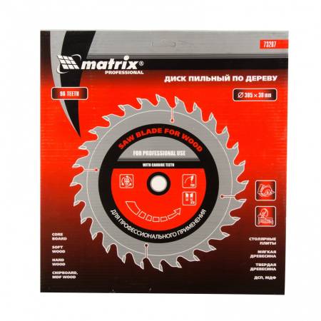 Пильный диск по дереву, 305 х 30 мм, 96 зубьев Matrix Professional 73287. Артикул 73287