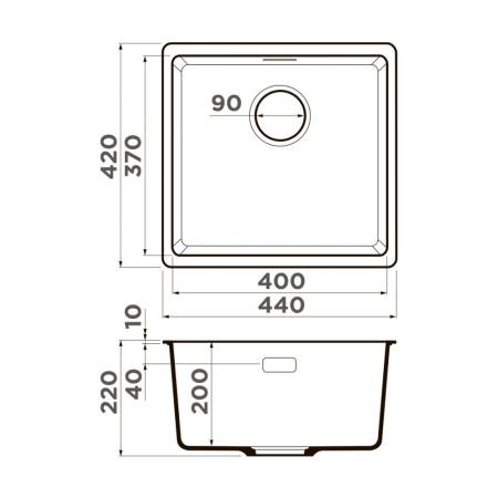 Кухонная мойка Omoikiri Kata 44-U-BL Artgranit/черный 4993403. Артикул 4993403