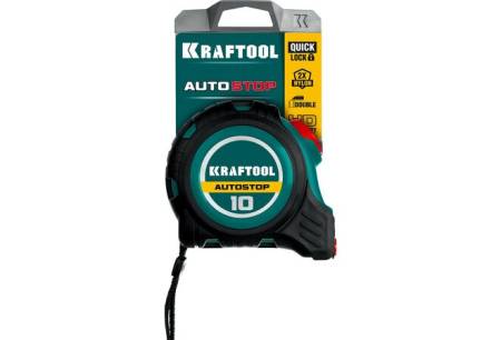 Профессиональная рулетка KRAFTOOL AutoStop 10м / 25мм с автостопом 552546. Артикул 3412-10-25