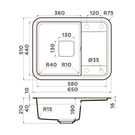 Кухонная мойка Omoikiri Tasogare 65-BE Artgranit/ваниль 4993479. Артикул 4993479