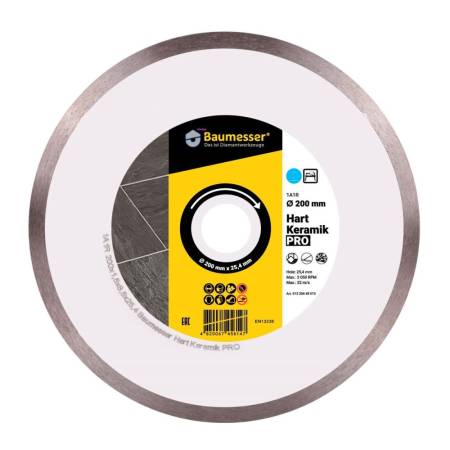 Круг алмазный отрезной 1A1R 200x1.5x8.5x25.4 Baumesser Hart Keramik PRO 91320448015. Артикул 91320448015