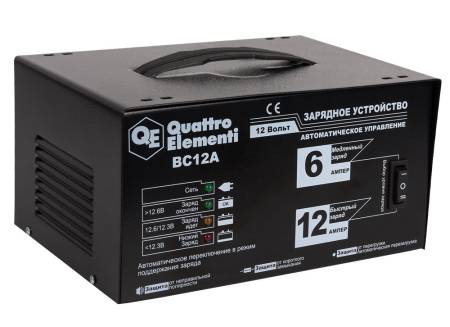 Зарядное устройство QUATTRO ELEMENTI BC12A (12В, 12 / 6 А) автомат 770-131. Артикул 770-131