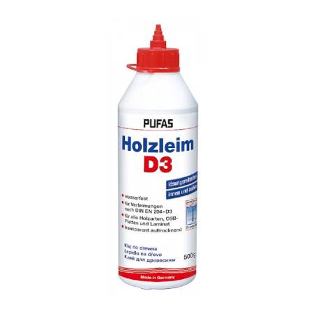 Клей для древесины Pufas Holzleim D3 (0,5 кг). Артикул тов-014388
