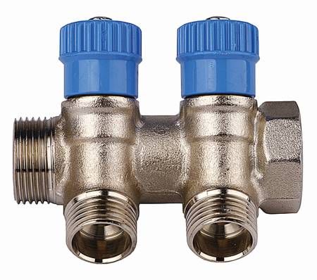 Коллектор GENERAL FITTINGS для холодной воды вентили никелированная латунь вход 3/4" - 3 выхода 1/2" 51046-3/4-1/2-CT3. Артикул 51046-3/4-1/2-CT3