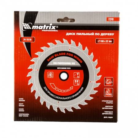 Пильный диск по дереву, 160 х 32 мм, 24 зуба Matrix Professional 73249. Артикул 73249
