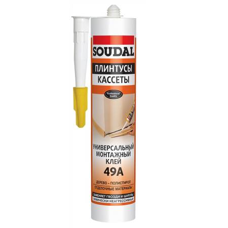 Клей универсальный монтажный SOUDAL  49a, кремовый 300 мл 120233. Артикул 120233