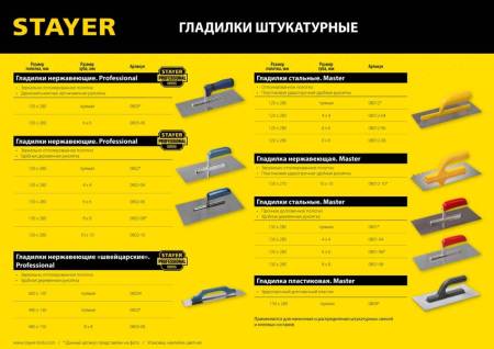 Гладилка плоская STAYER PROFI 130x280 мм деревянная ручка 0802. Артикул 0802
