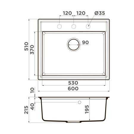 Кухонная мойка Omoikiri Daisen 60-PA Artgranit/пастила 4993618. Артикул 4993618
