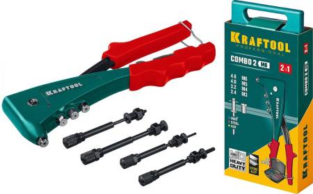 Комбинированный KRAFTOOL Combo2-M6 заклепочник в кейсе 31180. Артикул 31180