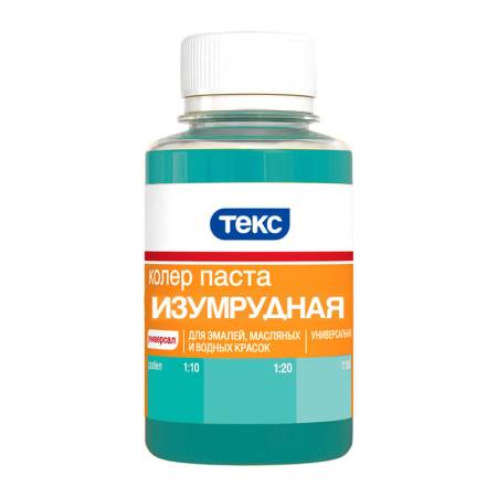 Колер для краски Текс универсальный изумрудный (0,1 л). Артикул тов-023387