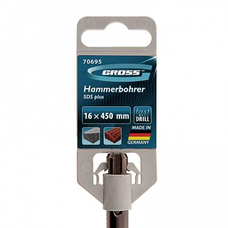 Бур по бетону Pro, 16 х 450 мм, SDS Plus Gross 70695. Артикул 70695