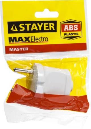 Вилка MAXElectro электрическая 6А/220В белая STAYER 55150-W. Артикул 55150-W