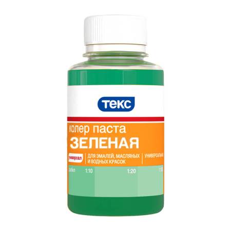 Колер для краски Текс универсальный зелёная (0,1 л). Артикул тов-023385
