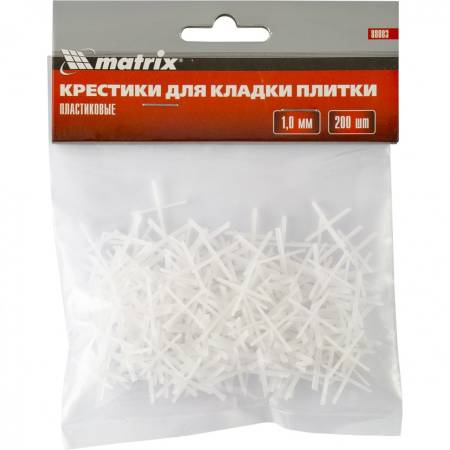 Крестики, 1,0 мм, для кладки плитки, 200 шт Matrix 88083. Артикул 88083