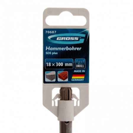 Бур по бетону Pro, 18 х 300 мм, SDS Plus Gross 70687. Артикул 70687