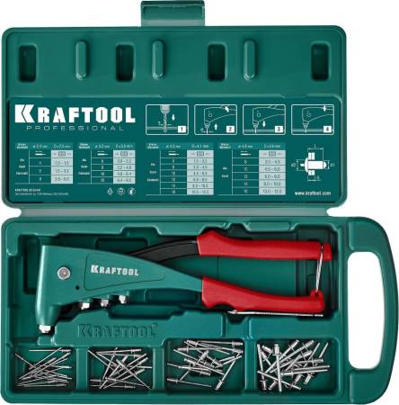 Заклепочник KRAFTOOL X-5F с функцией FIX (удержание заклепки) в кейсе 31173-H6_z01. Артикул 31173-H6_z01