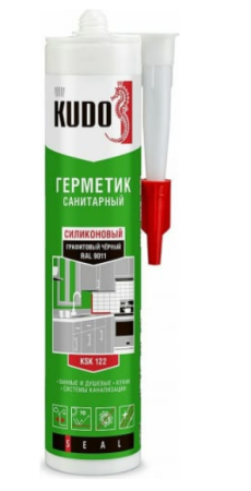 Герметик силиконовый санитарный, графитовый черный, 280мл, KUDO KSK-122. Артикул KSK-122