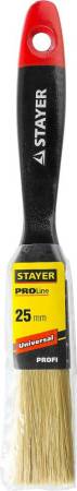 Кисть плоская STAYER "UNIVERSAL-PROFI" светлая натуральная щетина деревянная ручка 25мм 0104-025. Артикул 0104-025