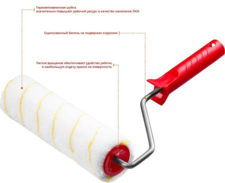 Валик малярный POLYTEX Pro 240 мм d=48 мм ворс 12 мм ручка d=8 мм MIRAX 03816-24. Артикул 03816-24