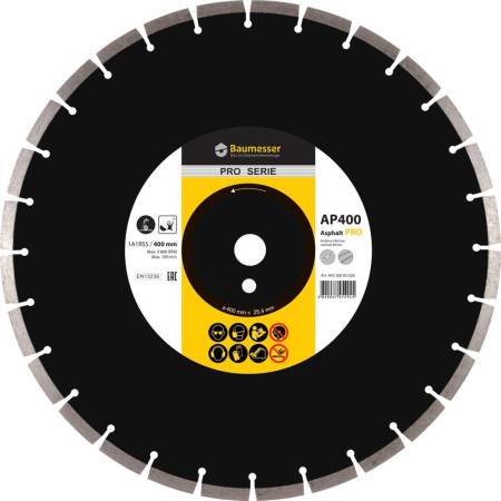 Круг алмазный отрезной 1A1RSS/C3-H 400x3,5/2,5x10x25,4-28 F4 Baumesser Asphalt Pro 94320005026. Артикул 94320005026