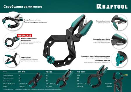 Зажимная струбцина 38х38 мм KRAFTOOL RC-38 32224-04. Артикул 32224-04
