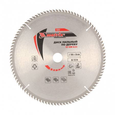 Пильный диск по дереву, 305 х 30 мм, 96 зубьев Matrix Professional 73287. Артикул 73287