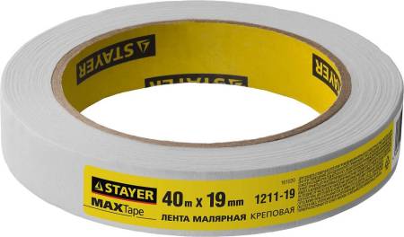 Малярный скотч креповый 19мм х 40м STAYER 1211-19. Артикул 1211-19