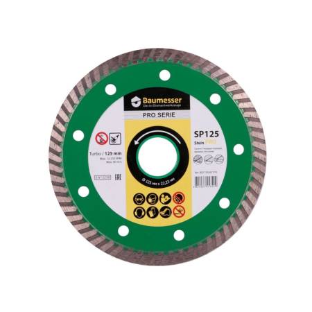 Круг алмазный отрезной 1A1R Turbo 125x2,2x8x22,23 Baumesser Stein PRO 90215082010. Артикул 90215082010