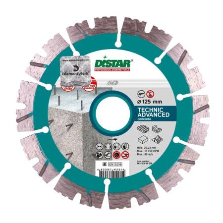 Круг алмазный отрезной 1A1RSS/C3-H 125x2,2/1,4x11x22,23-10 Technic Advanced DiStar 14315347010. Артикул 14315347010
