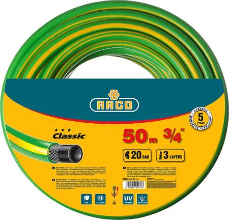 Поливочный шланг RACO CLASSIC 3/4" 50 м 20 атм трёхслойный армированный 40306-3/4-50_z01. Артикул 40306-3/4-50_z01