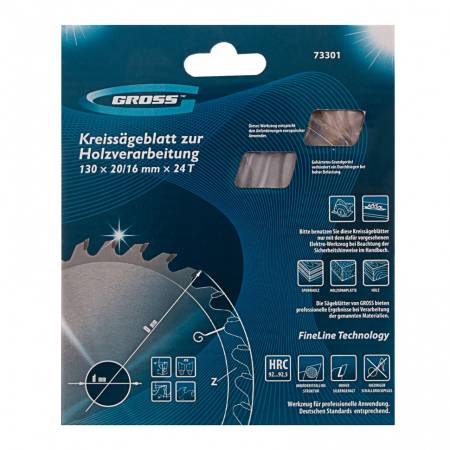 Пильный диск по дереву 130 x 20/16 x 24Т Gross 73301. Артикул 73301
