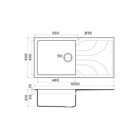 Кухонная мойка Omoikiri Yasugata 100-EV Tetogranit/эверест 4993850. Артикул 4993850